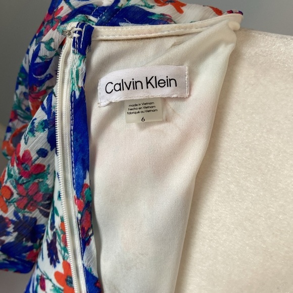 Calvin Klein Women's Puff-Sleeve Midi Dress, Atlantis Multi Size 6 Floral - Picture 11 of 14